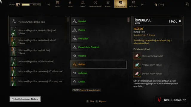 Runové slovo Nadšení ve slovotepectví u mečů tank buildu