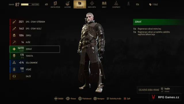 Statistiky hráče s vysokými životy a zbrojí u tank buildu v Remasteru