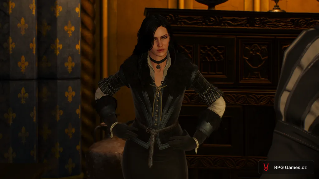 Yennefer v paláci ve Wyzimě mluví s Geraltem po audienci, Zaklínač 3