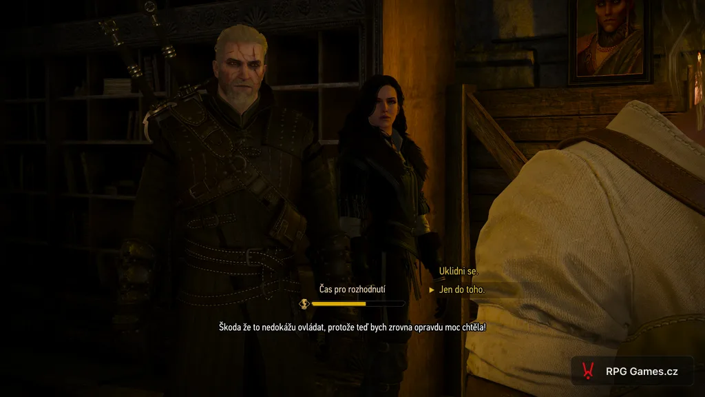 Časovaná volba Uklidni se nebo Jen do toho s Ciri v laboratoři, Zaklínač 3