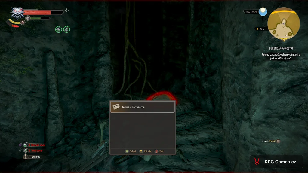 Nákres stříbrného meče Tor'haerne v jeskyni u Kaer Morhen, Zaklínač 3