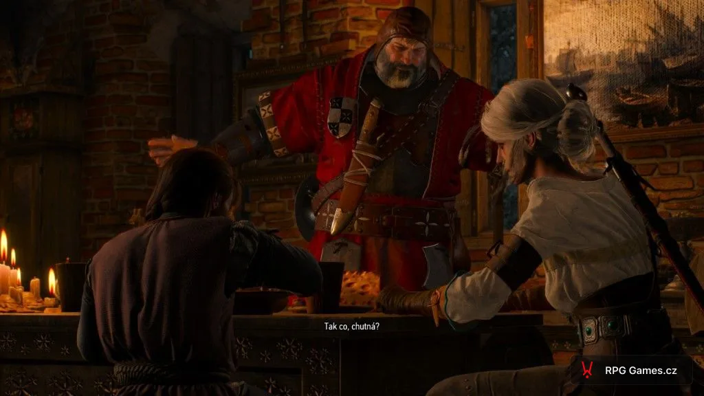 Krvavý baron u stolu s Ciri a Mařenkou na Vranohradu, Zaklínač 3