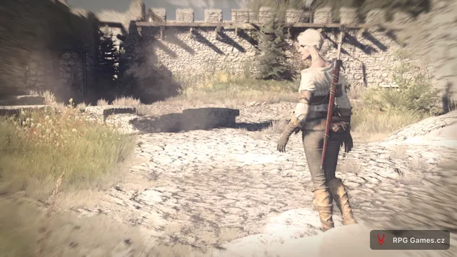 Flashback koulovačky — Ciri u hradních zdí v montáži věže, Zaklínač 3