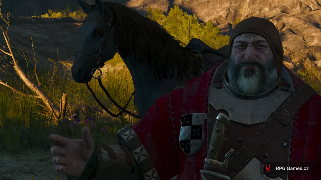 Krvavý baron u koně před závodem s Ciri, Zaklínač 3