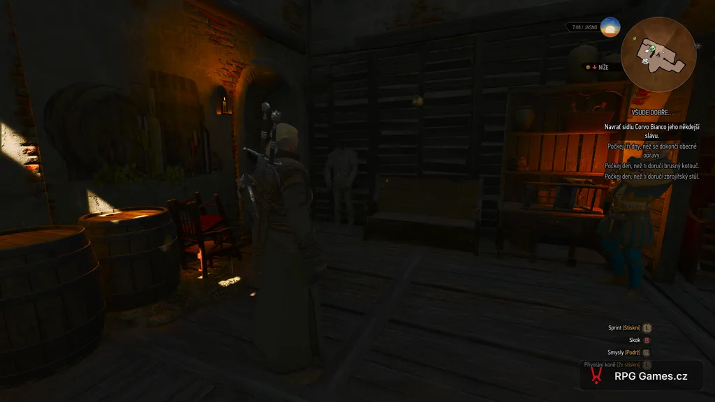 Sklep Corvo Bianco s questem oprav sídla v Zaklínači 3