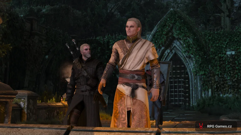 Ge'els a Geralt na dvoře s kamenným obloukem, Zaklínač 3