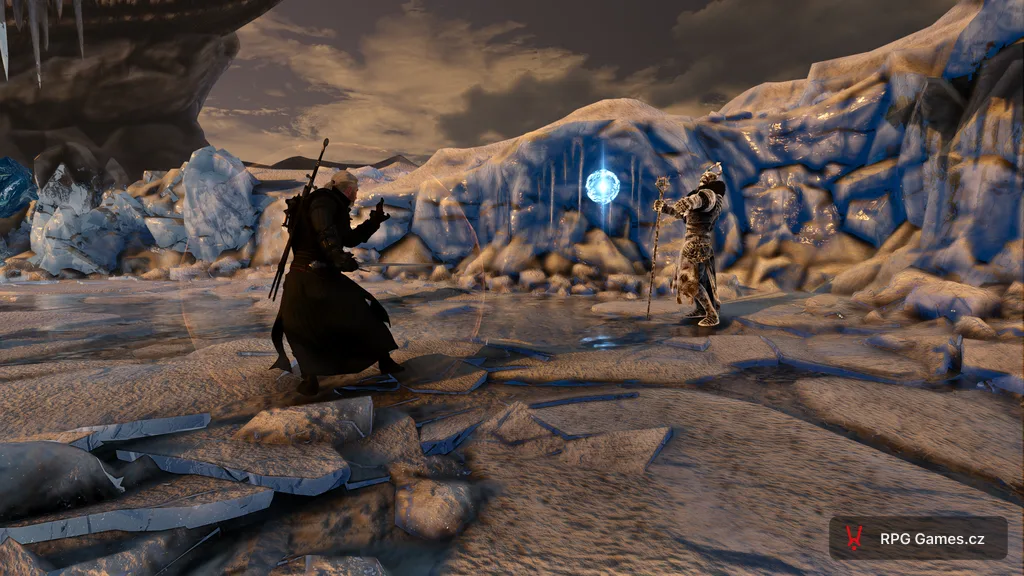 Geralt s Quen proti Caranthirovi na ledě u Naglfaru, Zaklínač 3