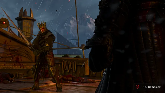 Eredin v bojové pozici proti Geraltovi na palubě, Zaklínač 3