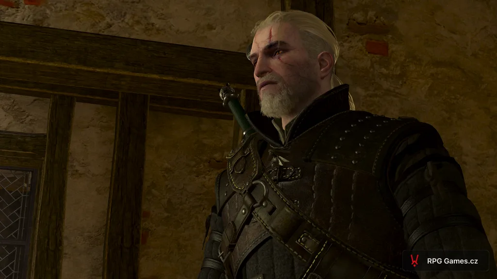 Geralt zblízka v interiéru, Zaklínač 3