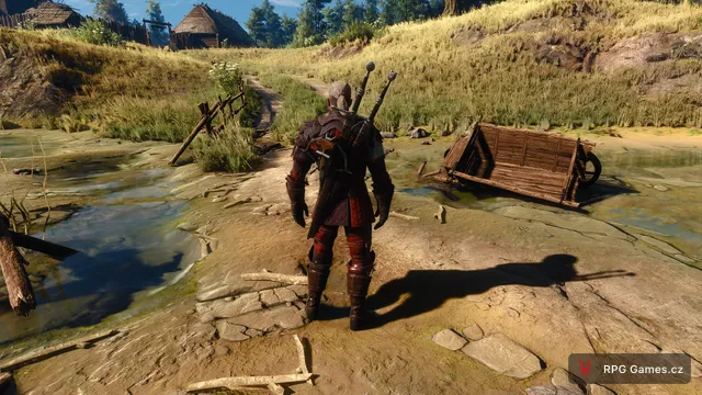 Geralt zezadu v zbroji Šarlatového chocholu Zaklínač 3