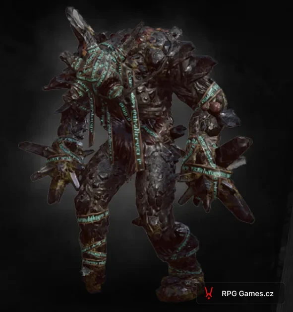 Golem ve hře Zaklínač 3 — model z herního bestiáře, kamenné tělo a magické runy