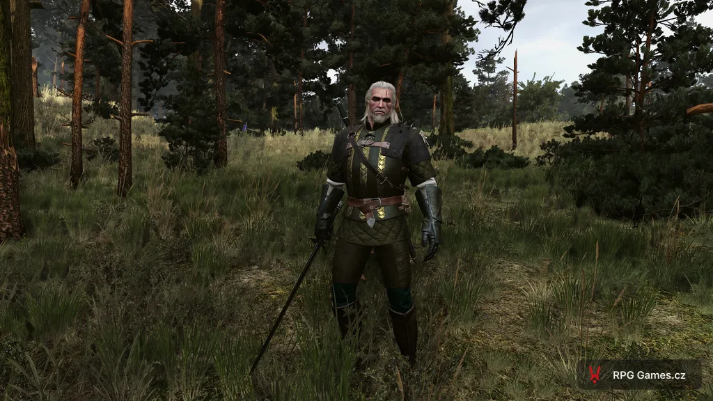 Geralt ve vylepšené gryfí zbroji se stříbrným mečem, Zaklínač 3
