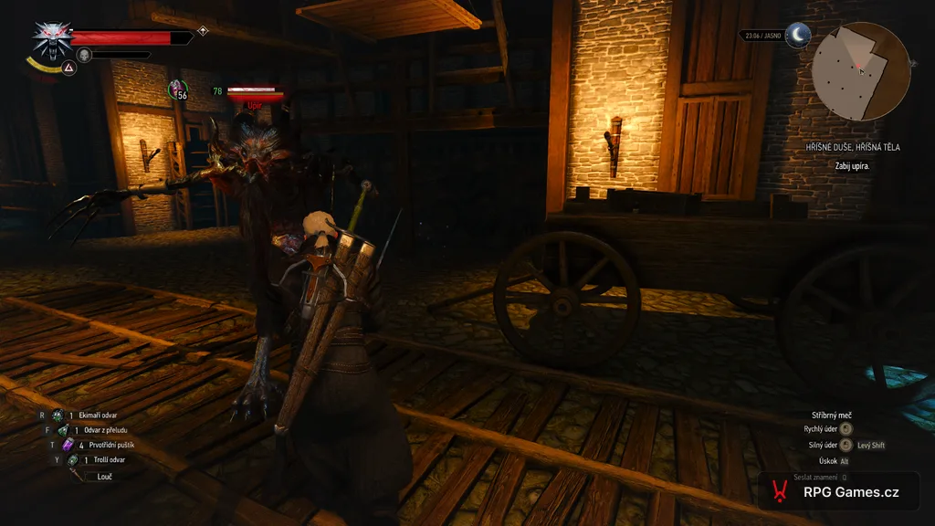 Geralt v souboji s Hubertem Rejkem u novigradského přístavu — Zaklínač 3