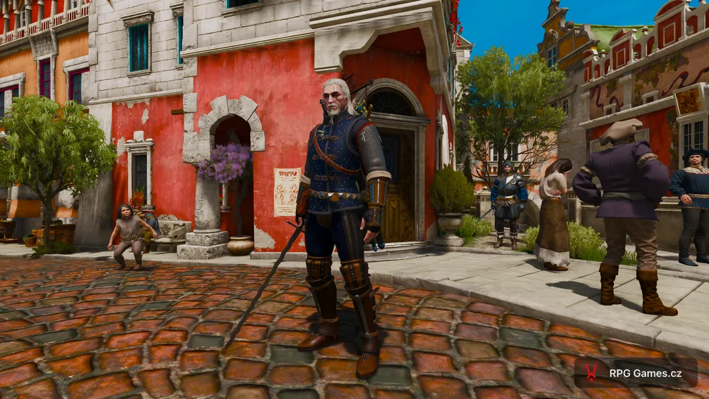 Geralt v prvotřídní kočičí zbroji se stříbrným mečem, Zaklínač 3