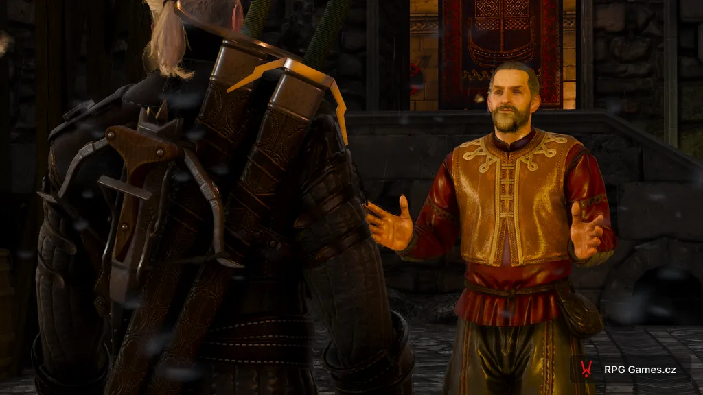 Geralt pri bráne Kaer Trolde hovorí s Arnvaldom, Zaklínač 3