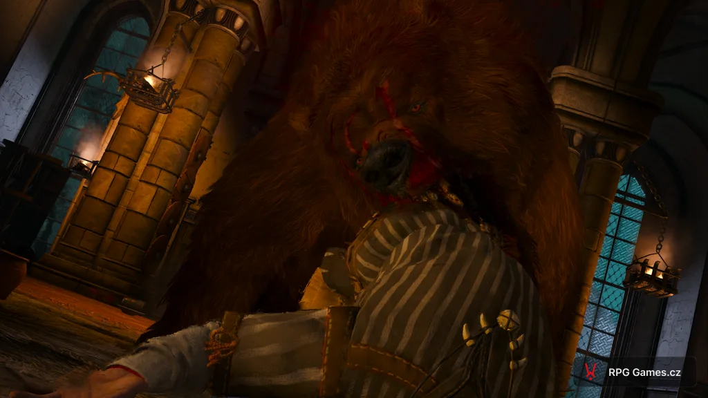 Berserk v podobe medveďa útočí v sieni Kaer Trolde, Zaklínač 3