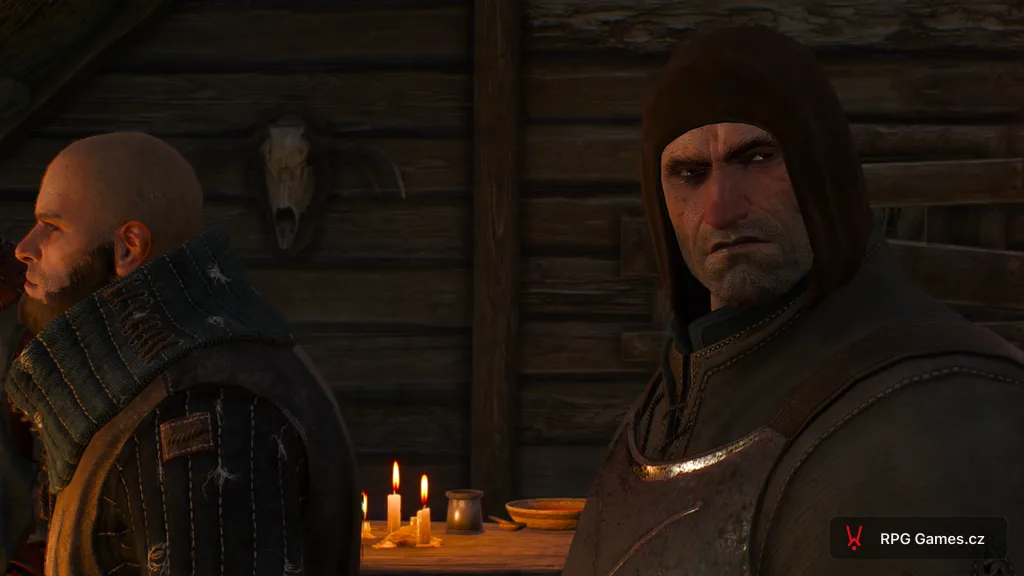 Dva baronovi muži u stolu se svíčkami v Krčmě na rozcestí, Zaklínač 3