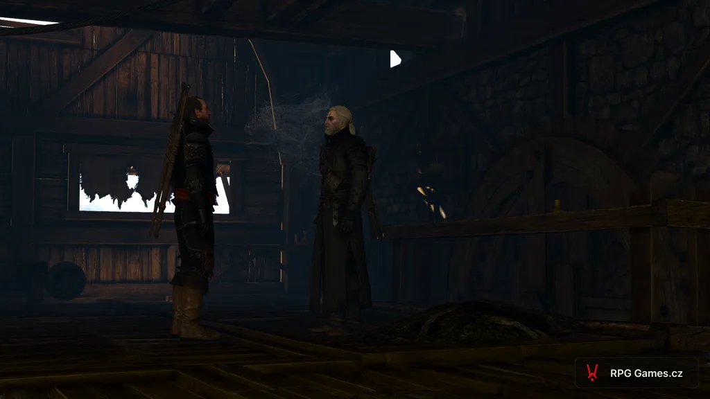 Lambert v dialogu na nádvoří Kaer Morhen, Zaklínač 3