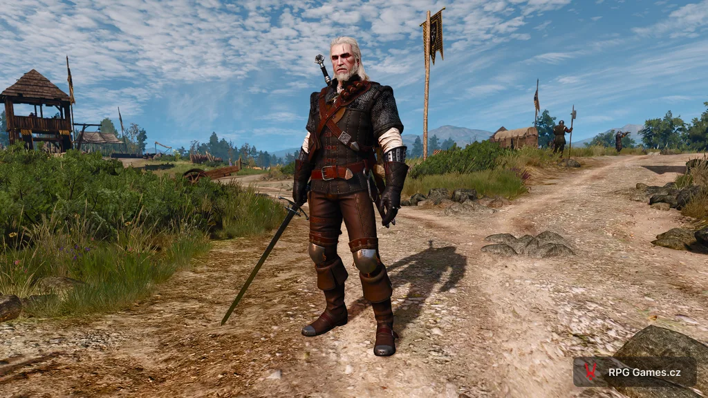 Geralt v mantikoří zbroji s ocelovým mečem, Zaklínač 3