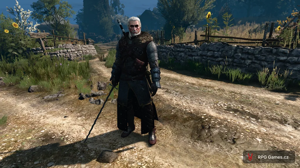 Geralt ve velmistrovské medvědí zbroji se stříbrným mečem, Zaklínač 3