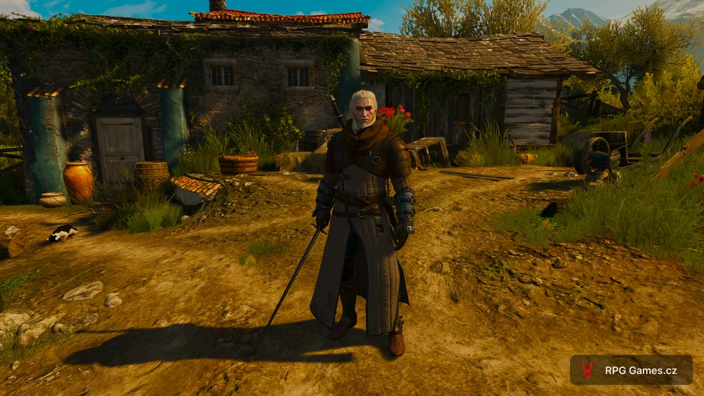 Geralt v prvotřídní medvědí zbroji se stříbrným mečem, Zaklínač 3