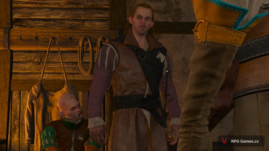 Geralt konfrontuje Juniora v domě po flashbacku s Ciri, Zaklínač 3