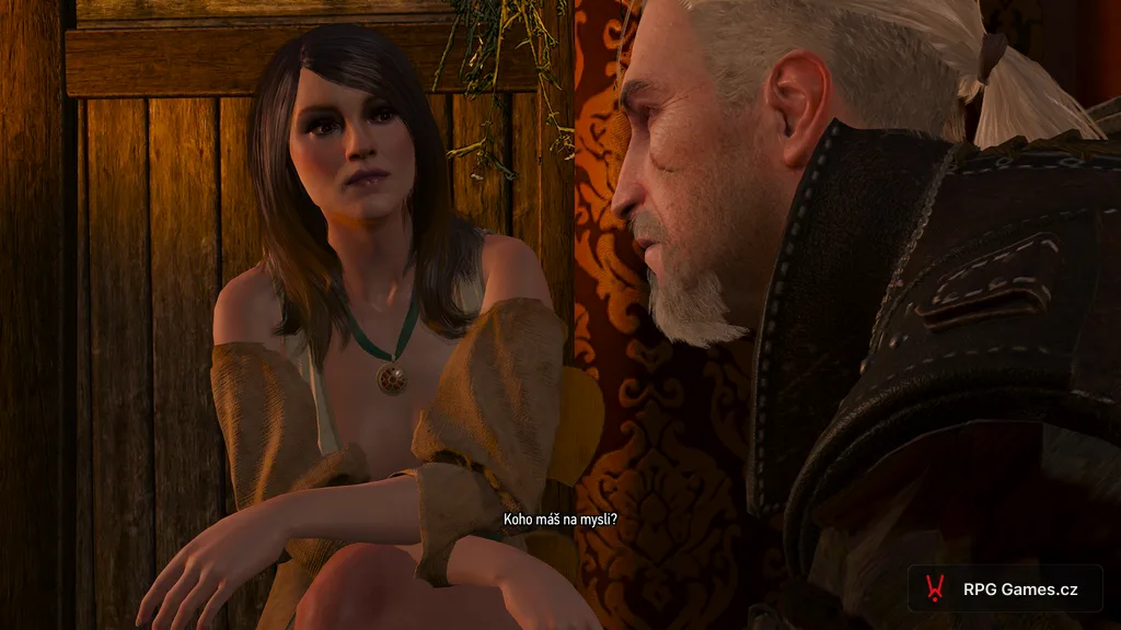 Corinne se ptá Geralta na Ciri před rituálem snu, Zaklínač 3