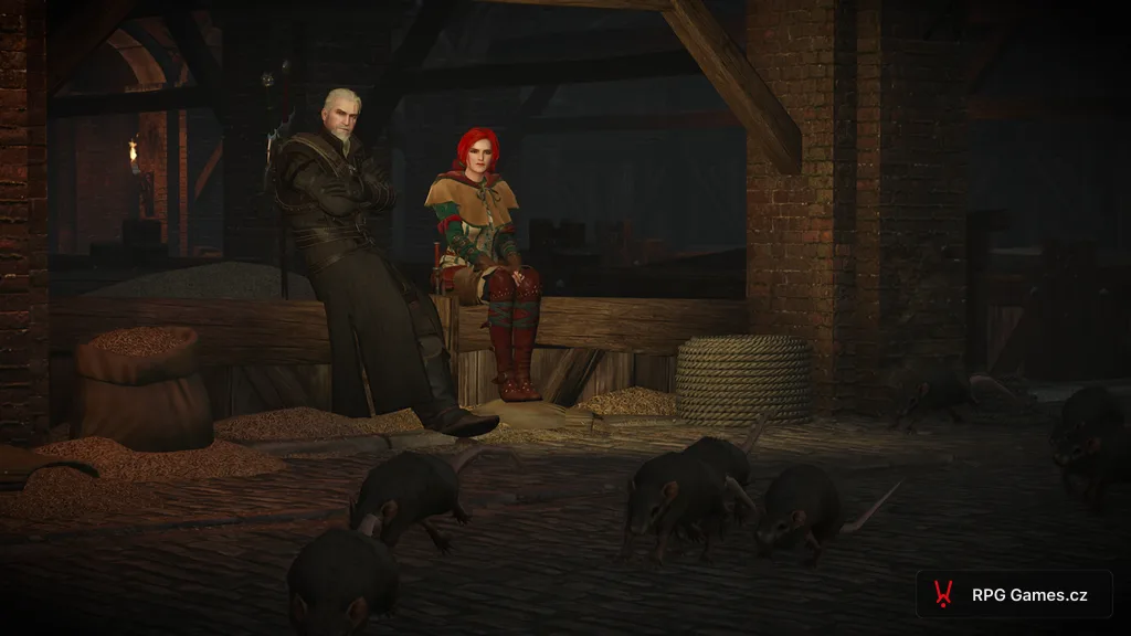 Geralt a Triss ve skladu s krysami v Novigradu, Zaklínač 3