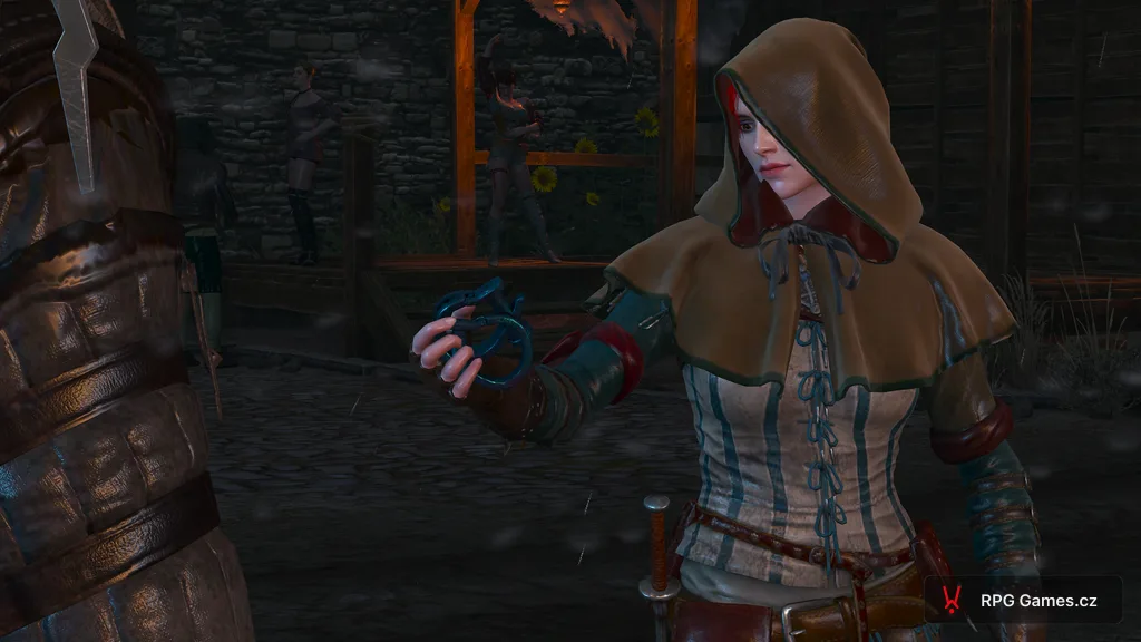 Triss s dimeritovými okovy před infiltrací kasáren lovců, Zaklínač 3