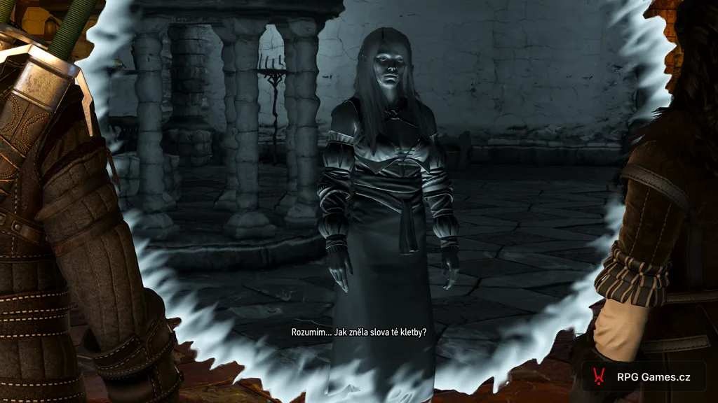 Hologram Idy Emean v megaskopu u Yennefer v Kaer Morhen, Zaklínač 3