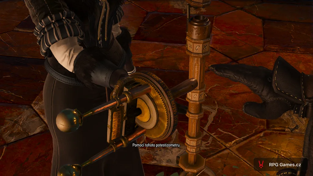 Yennefer předává Geraltovi potestizometr ve věži, Zaklínač 3