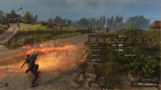 Fotorežim s vypnutým skrytím NPC a nilfgaardskými vojáky v záběru v Remasteru