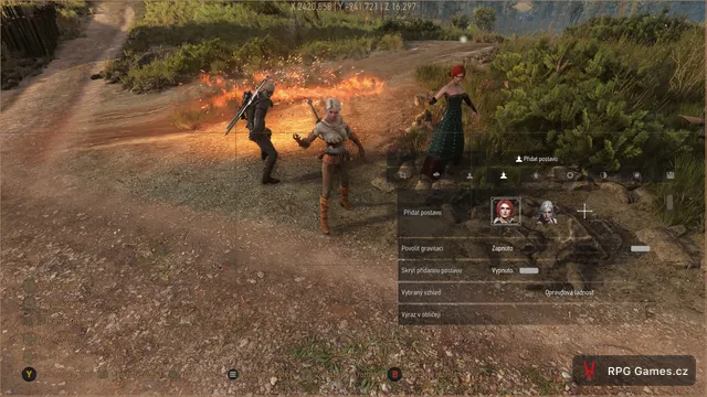 Geralt, Ciri a Triss ve fotorežimu s přidanými postavami a výrazem v obličeji