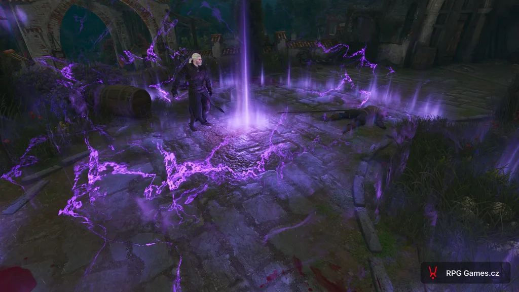 Druhá past Yrden s fialovým sloup energie v Remasteru