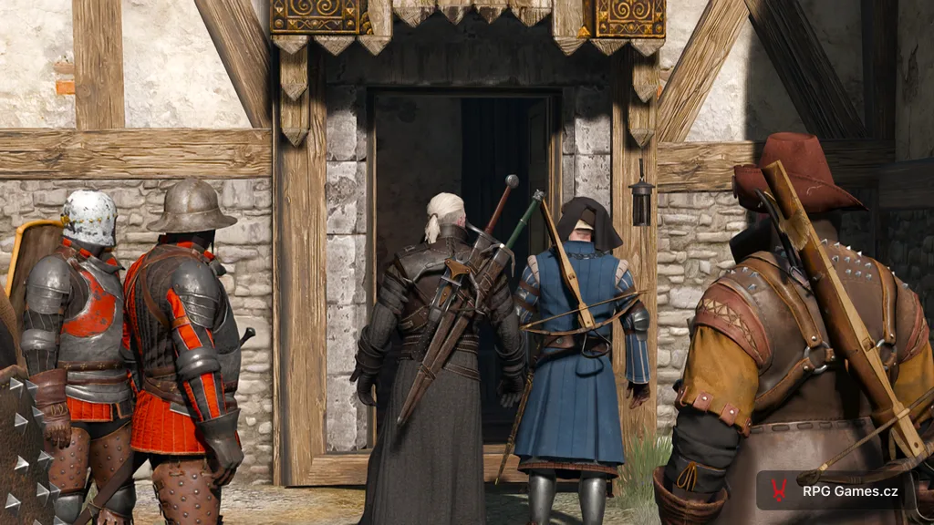Geralt a Vernon Roche u dveří s redanskými strážemi, Zaklínač 3