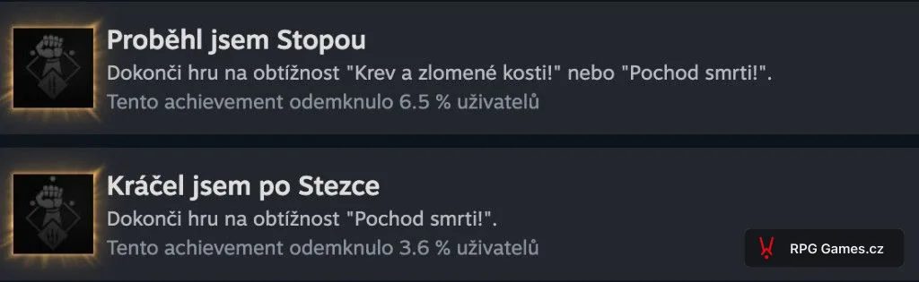 Steam achievementy Proběhl jsem Stopou a Kráčel jsem po Stezce, Zaklínač 3