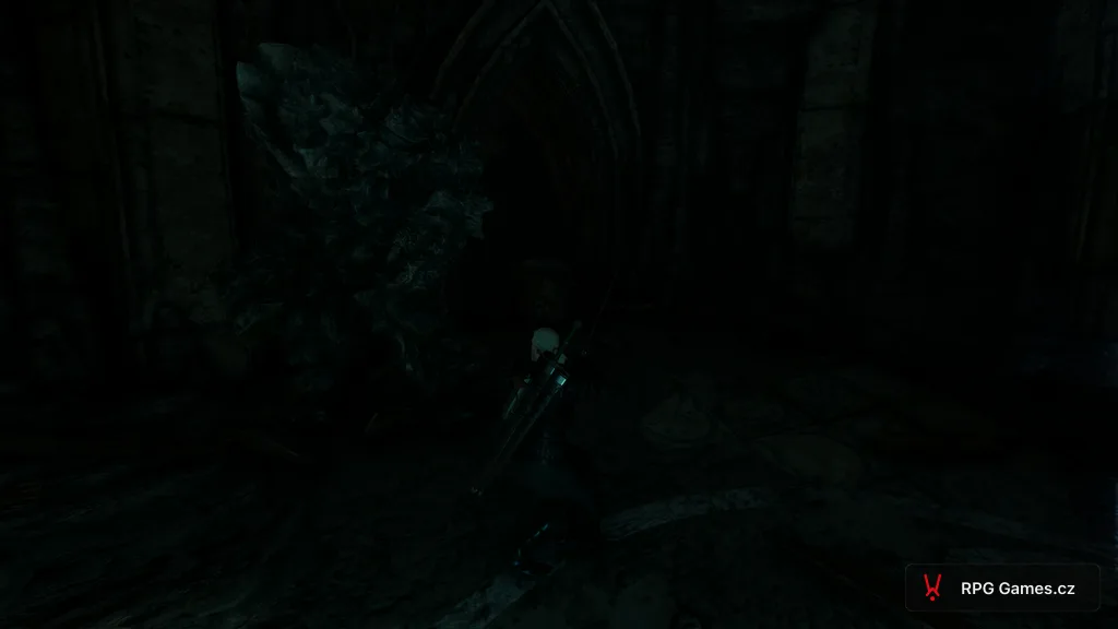 Geralt v boji s Therazenem v jeskyni pod Moldavským sídlem, Zaklínač 3