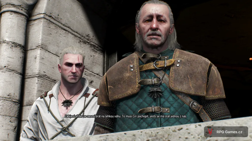 Vesemir a Geralt na balkonu Kaer Morhen — úvodní sen, Zaklínač 3