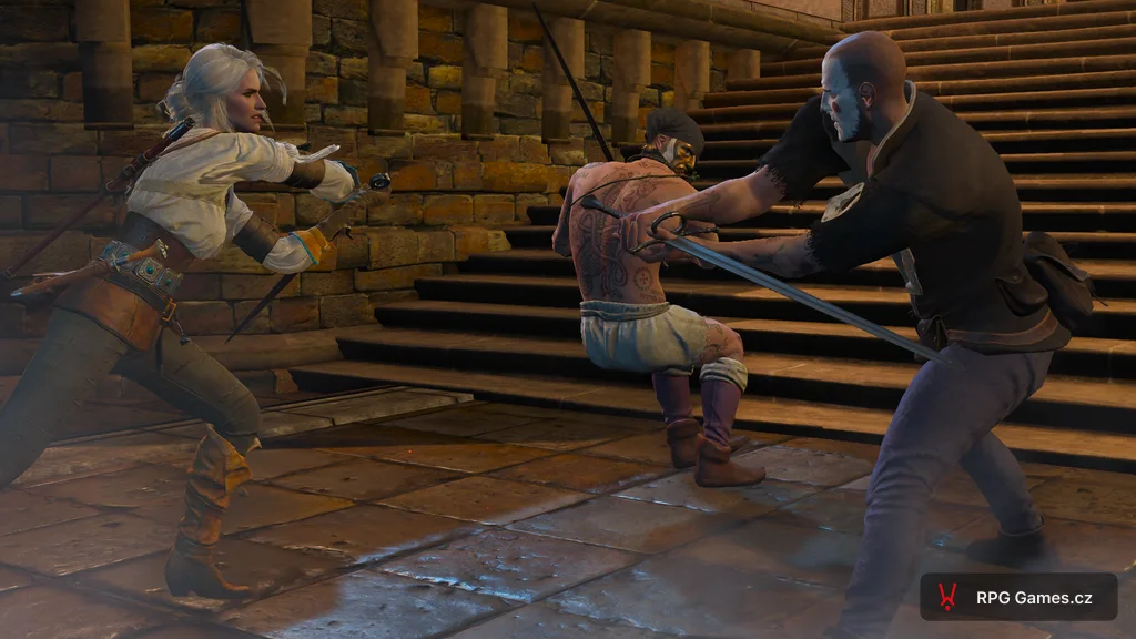 Ciri v souboji s Juniorovými muži během S větrem o závod, Zaklínač 3