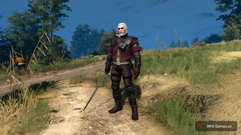 Geralt v prvotřídní vlčí zbroji s ocelovým mečem, Zaklínač 3