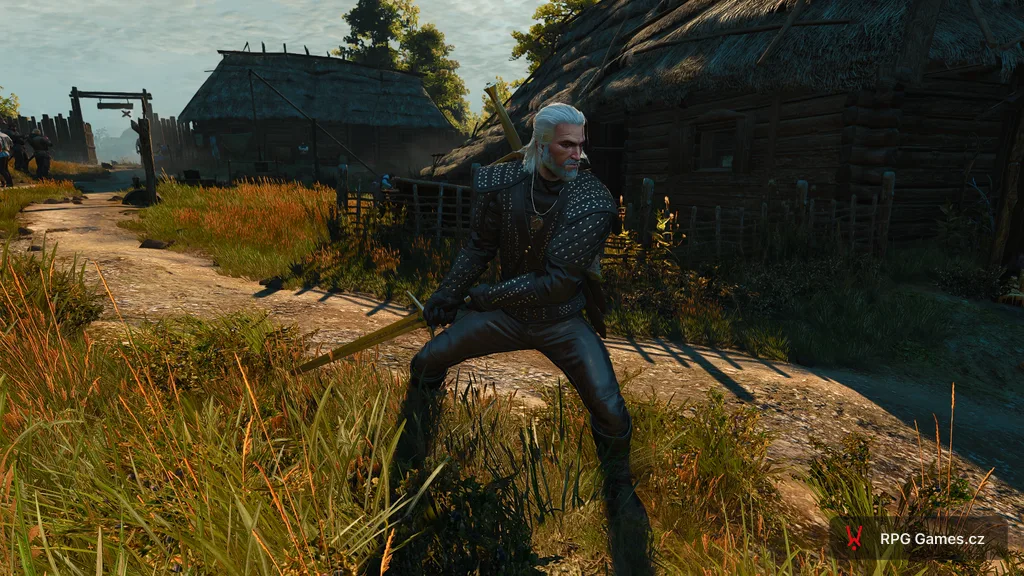 Geralt v zapomenuté vlčí zbroji v postoji — mistrovská vypadá stejně jako základní, Zaklínač 3